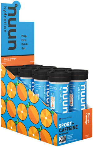 Nuun Sport + Caffeine Hydration Tablets: Mango Orange, Box of 8 Tubes