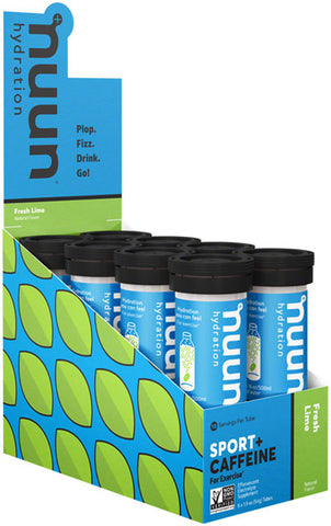 Nuun Sport + Caffeine Hydration Tablets: Fresh Lime, Box of 8 Tubes