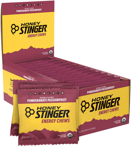 Honey Stinger Organic Energy Chews - Pomegranate, Passion Fruit, Box of 12
