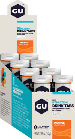 GU Hydration Drink Tabs: Orange, Box of 8 Tubes