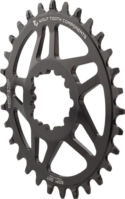Wolf Tooth Elliptical Direct Mount Chainring - 30t, SRAM Direct Mount, Drop-Stop, For SRAM 3-Bolt Cranksets, 6mm Offset, Black