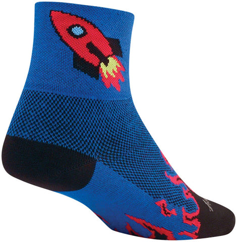 SockGuy Classic Rocket Man Socks - 3 inch, Blue, Large/X-Large
