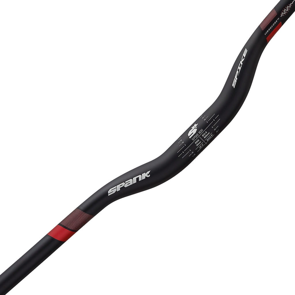 Spank Spike 800 Vibrocore Riser Handlebar: 31.8, 800mm, 30mm Rise Black/Red