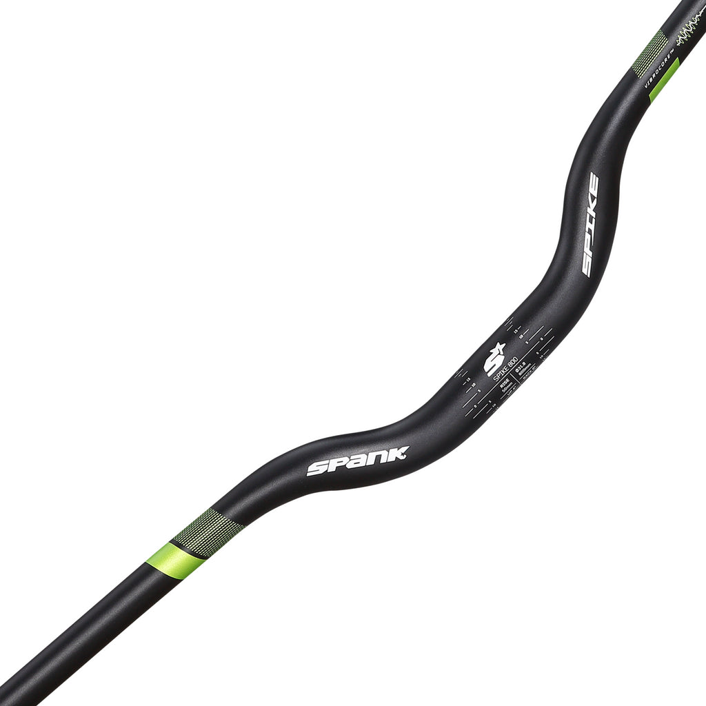 Spank Spike 800 Vibrocore Riser Handlebar: 31.8, 800mm, 50mm Rise Black/Green