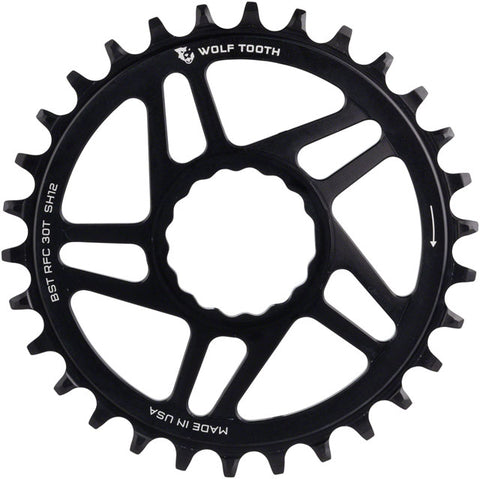 Wolf Tooth Direct Mount Chainring - 30t, RaceFace/Easton CINCH Direct Mount, Boost, 3mm Offset, Requires 12-Speed Hyperglide+ Chain, Black