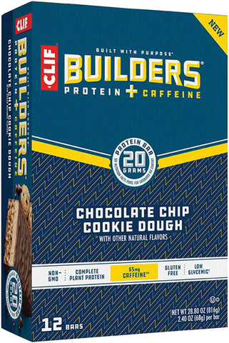 Clif Builder's Bar - Chocolate Chip Cookie Dough w/ Caffeine, Box of 12