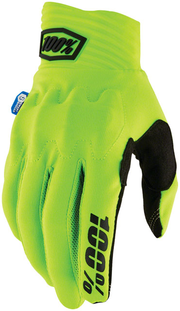 100% Cognito Smart Shock Gloves - Flourescent Yellow, Full Finger, Medium