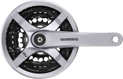 Shimano Tourney FC-TY501 Crankset - 170mm, 6/7/8-Speed, 42/34/24t, Riveted, Square Taper JIS Spindle Interface, Silver