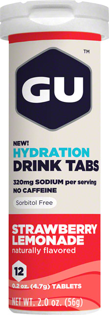 GU Hydration Drink Tabs: Strawberry Lemonade, Box of 8 Tubes