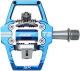 HT Components T2-SX Pedals - Dual Sided Clipless with Platform, Aluminum, 9/16", Royal Blue