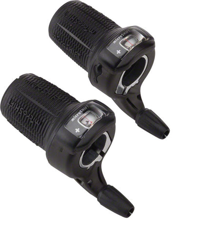 microSHIFT DS85 Twist Shifter Set, 8-Speed, Triple, Optical Gear Indicator, Shimano Compatible