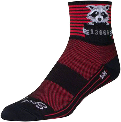 SockGuy Classic Busted Socks - 3 inch, Black/Red Stripe, Small/Medium