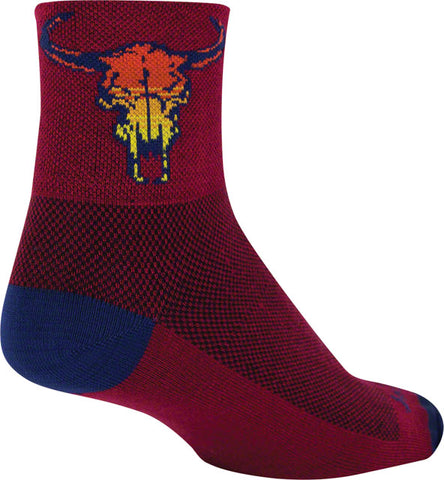 SockGuy Classic Desert Skull Socks - 3 inch, Red, Large/X-Large