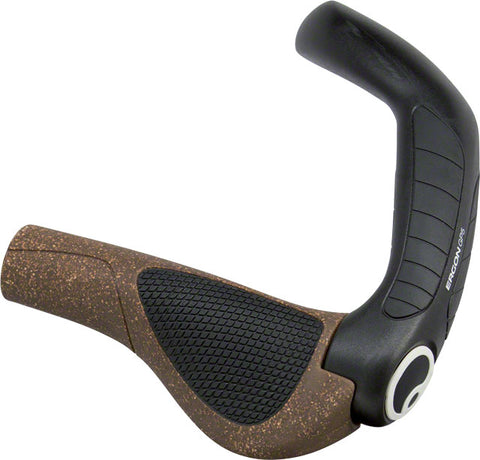 Ergon GP5 BioKork Grips - Black/Tan, Lock-On, Large