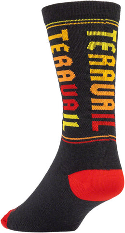 Teravail Scroll Wool Sock - Black/Red/Orange/Yellow, Small/Medium