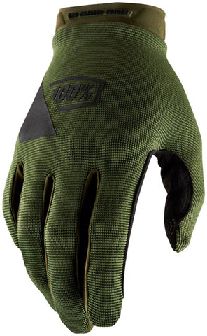 100% Ridecamp Gloves - Army Green/Black, Full Finger, X-Large
