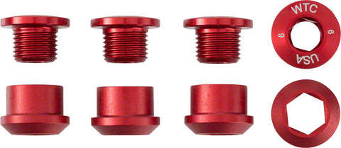 Wolf Tooth 1x Chainring Bolt Set - 6mm, Dual Hex Fittings, Set/4, Red