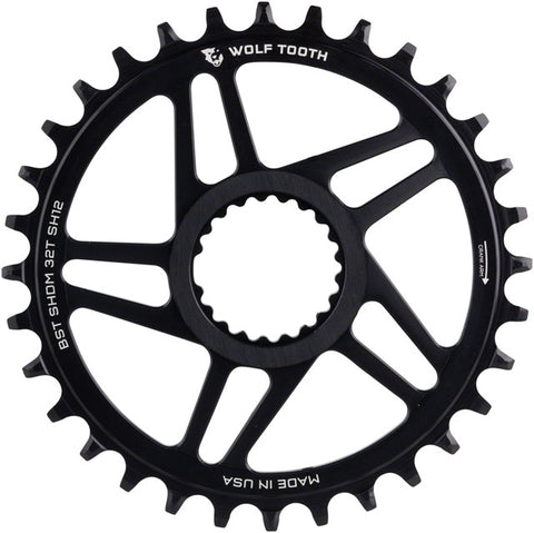 Wolf Tooth Direct Mount Chainring - 32t, Shimano Direct Mount, For Boost Cranks, 3mm Offset, Requires 12-Speed Hyperglide+ Chain, Black