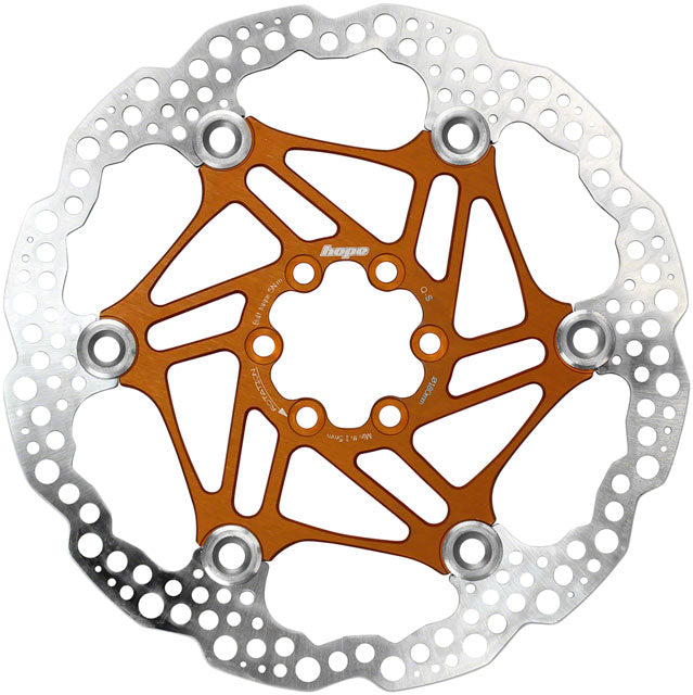 Hope Floating Disc Brake Rotor - 180mm, 6-Bolt, Orange