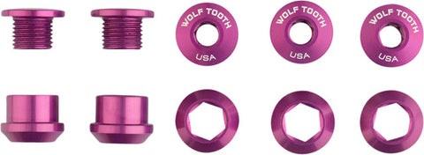 Wolf Tooth 1x Chainring Bolt Set - 6mm, Dual Hex Fittings, Set/5, Purple