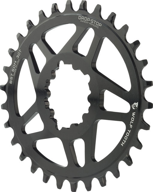 Wolf Tooth Elliptical Direct Mount Chainring - 30t, SRAM Direct Mount, Drop-Stop, For SRAM 3-Bolt Boost Cranksets, 3mm Offset, Black