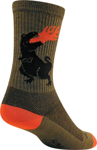 SockGuy Dinosaur Wool Socks - 6 inch, Green, Small/Medium