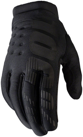 100% Brisker Gloves - Black, Full Finger, Men's, Medium