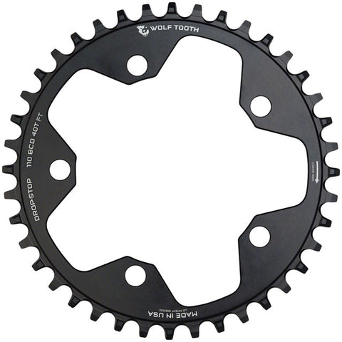 Wolf Tooth 110 BCD Cyclocross and Road Chainring - 34t, 110 BCD, 5-Bolt, Drop-Stop, 10/11/12-Speed Eagle and Flattop Compatible, Black