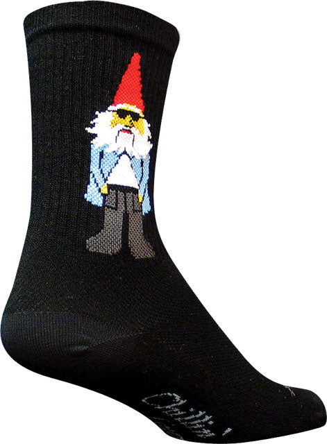 SockGuy Crew Gnomies Socks - 6 inch, Black, Small/Medium