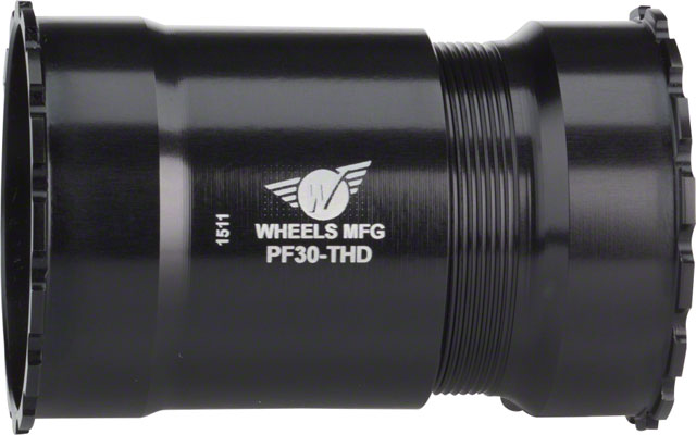 Wheels Manufacturing PressFit 30 Bottom Bracket with Angular Contact Bearings: Threaded, Black