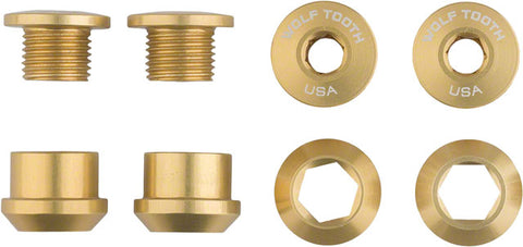 Wolf Tooth 1x Chainring Bolt Set - 6mm, Dual Hex Fittings, Set/4, Gold