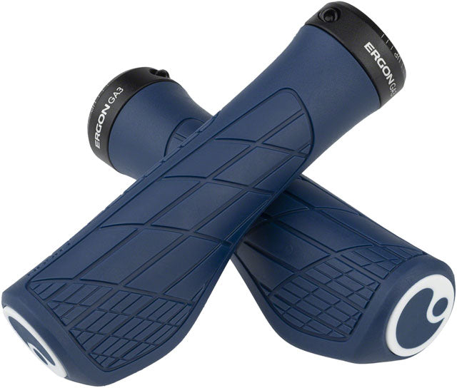 Ergon GA3 Grips - Nightride Blue, Lock-On, Small