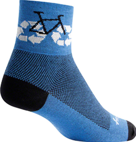 SockGuy Classic Recycle Socks - 3 inch, Blue, Small/Medium