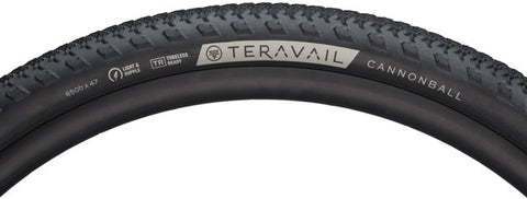 Teravail Cannonball Tire - 650b x 47, Tubeless, Folding, Black, Durable, Fast Compound