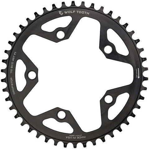 Wolf Tooth 110 BCD Cyclocross and Road Chainring - 36t, 110 BCD, 5-Bolt, Drop-Stop, 10/11/12-Speed Eagle and Flattop Compatible, Black
