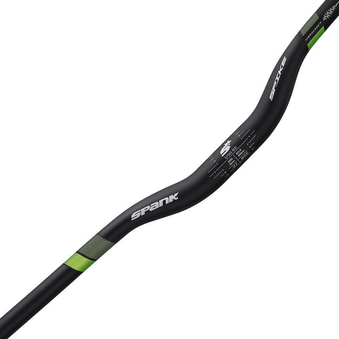 Spank Spike 800 Vibrocore Riser Handlebar: 31.8, 800mm, 30mm Rise Black/Green