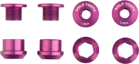 Wolf Tooth 1x Chainring Bolt Set - 6mm, Dual Hex Fittings, Set/4, Purple