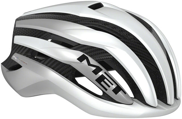 MET Trenta 3K Carbon MIPS Helmet - White/Silver Metallic, Matte, Small