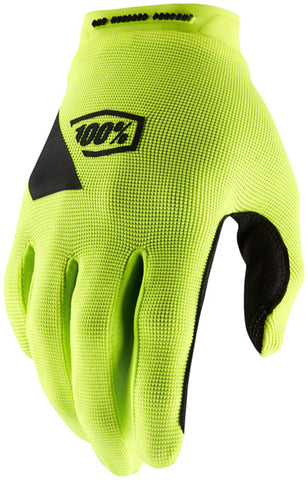 100% Ridecamp Gloves - Flourescent Yellow/Black, Full Finger, Women's, X-Large