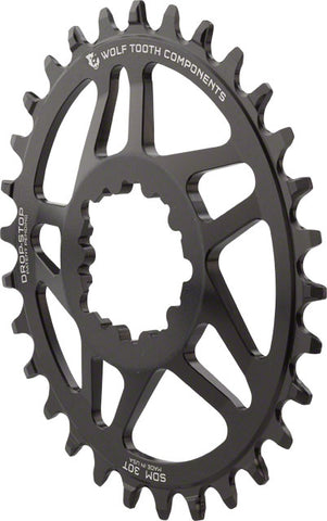Wolf Tooth Elliptical Direct Mount Chainring - 30t, SRAM Direct Mount, Drop-Stop, For SRAM 3-Bolt Cranksets, 6mm Offset, Black