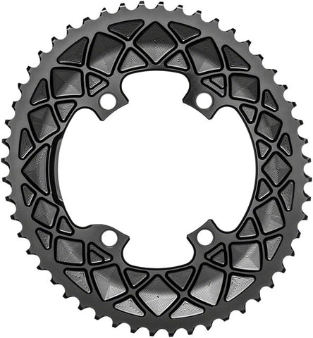 absoluteBLACK Premium Oval 110 BCD Road Outer Chainring for Shimano Dura-Ace 9100 - 50t, 110 Shimano Asymmetric BCD, 4-Bolt, Black