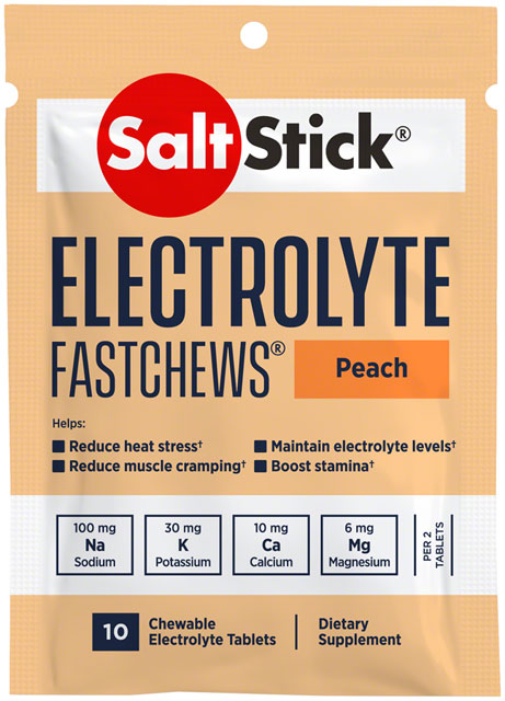 Saltstick Fastchews Chewable Electrolyte Tablets POP: Box of 12 Packets, Perfectly Peach