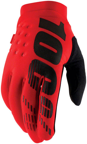 100% Brisker Gloves - Red, Full Finger, Men's, Medium