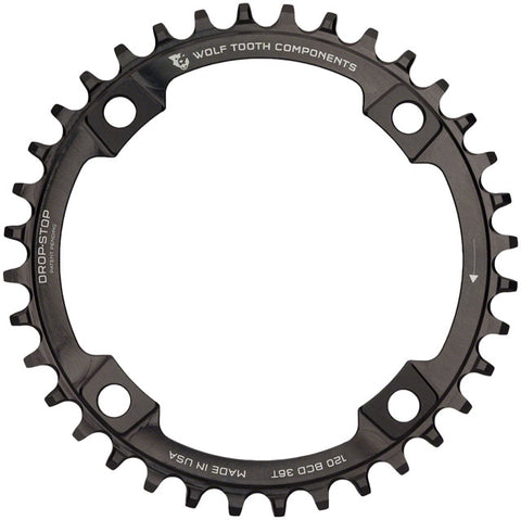 Wolf Tooth 120 BCD Chainring - 36t, 120 BCD, 4-Bolt, Drop-Stop, Black