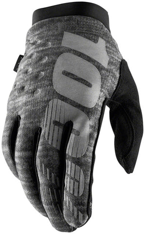 100% Brisker Gloves - Gray, Full Finger, Men's, Medium