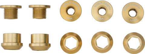 Wolf Tooth 1x Chainring Bolt Set - 6mm, Dual Hex Fittings, Set/5, Gold