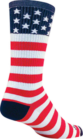 SockGuy Crew USA Flag Socks - 6 inch, Red/White/Blue, Small/Medium