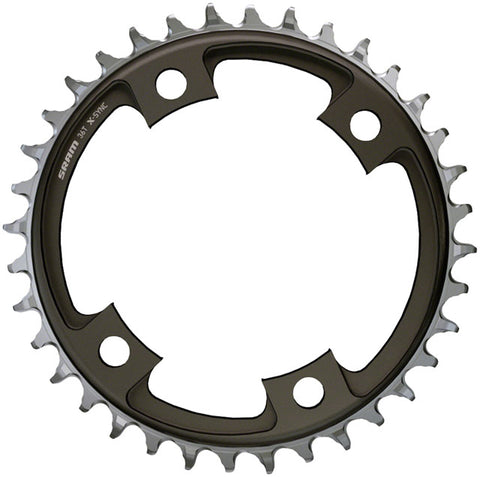 SRAM 38 Tooth 107mm BCD x 4-Bolt 1x12-Speed X-Sync Chainring, Blast Black