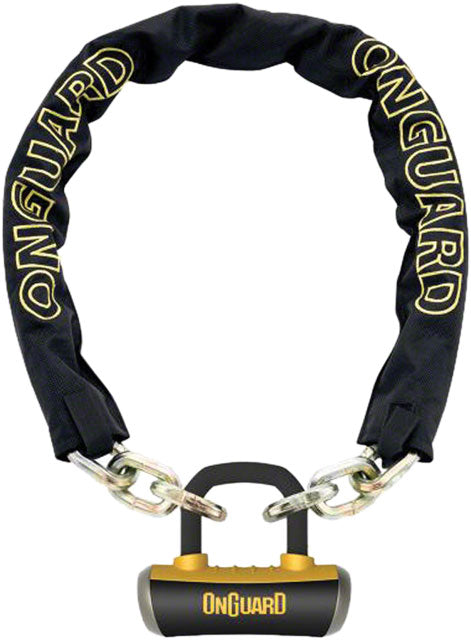 OnGuard Mastiff Chain Lock with Keys: 3.7' x 10mm, Black/Yellow